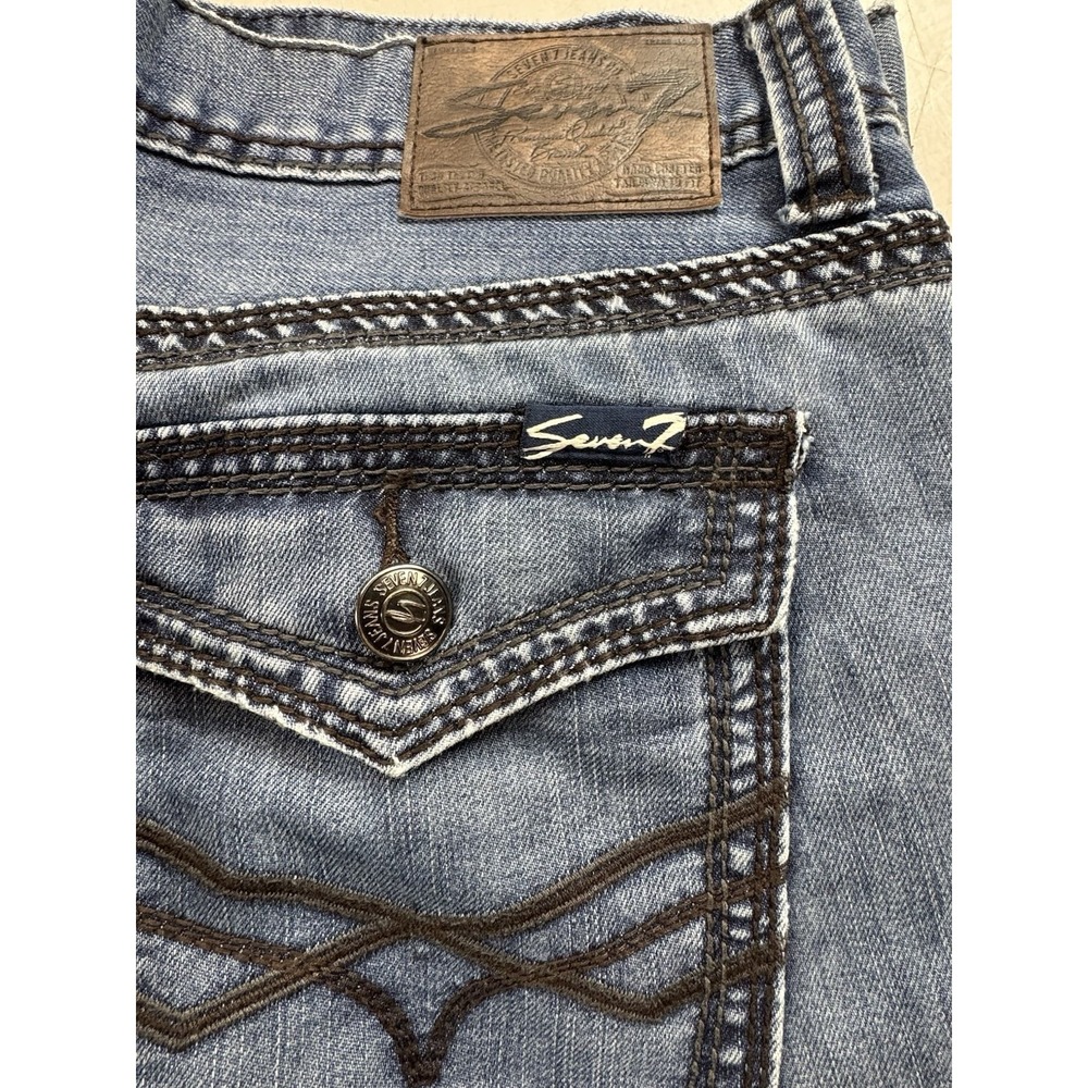 Seven7 Mens Denim Straight Fit Jeans 36x32 Y2K Thick Stitch